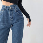 High-waisted Women's Vintage Jeans Loose-fit Straight-leg Slimming Draped Denim Trousers
