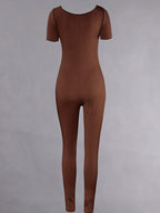 Women's Rompers Short Sleeve Solid Skinny Bodycon Jumpsuits Fashion Sports Fitness Casual Activity Streetwear Overalls