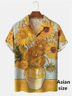 Men Shirts 3d Geometric Art Colorful Abstract Oil Painting Printed Men's Short Sleeve Shirts Fashion Unisex Hawaiian Button Top