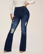 High-Waisted Jeans High Elasticity Splitter Fashion European American Net Red Direct Factory Sales Cross-Border Trade Goods