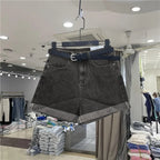 High-waisted Loose-fit Women's Jeans Slimming Style Casual A- line Trousers Ruffled Edges Lightweight Heat Pants