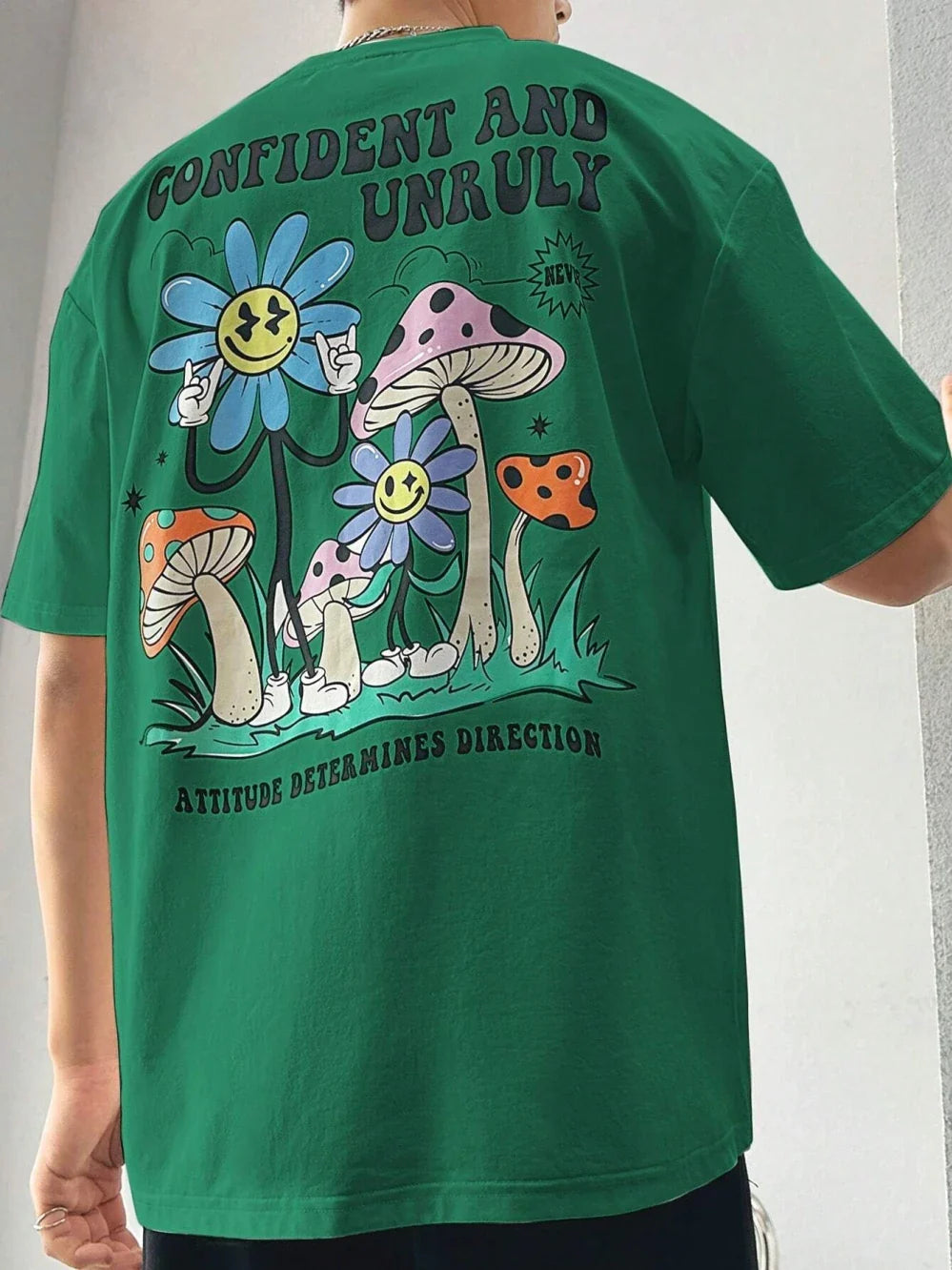 Confident And Unruly Attitude Determines Direction Men T Shirt Cotton Shirt Street Loose T-Shirts Summer Breathable Short Sleeve