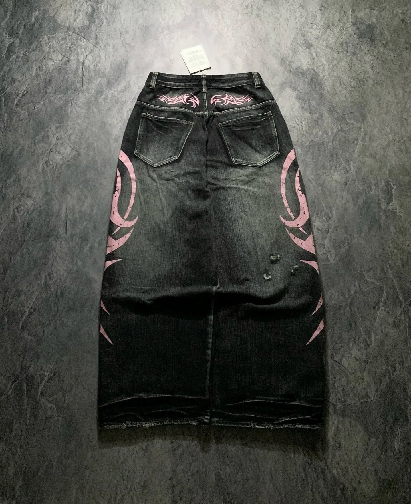 Y2K Graffiti Gothic Jeans Loose Punk Print Jeans Retro Street Street Hip Hop  Straight  Pants  High Street Harajuku Couple Pants