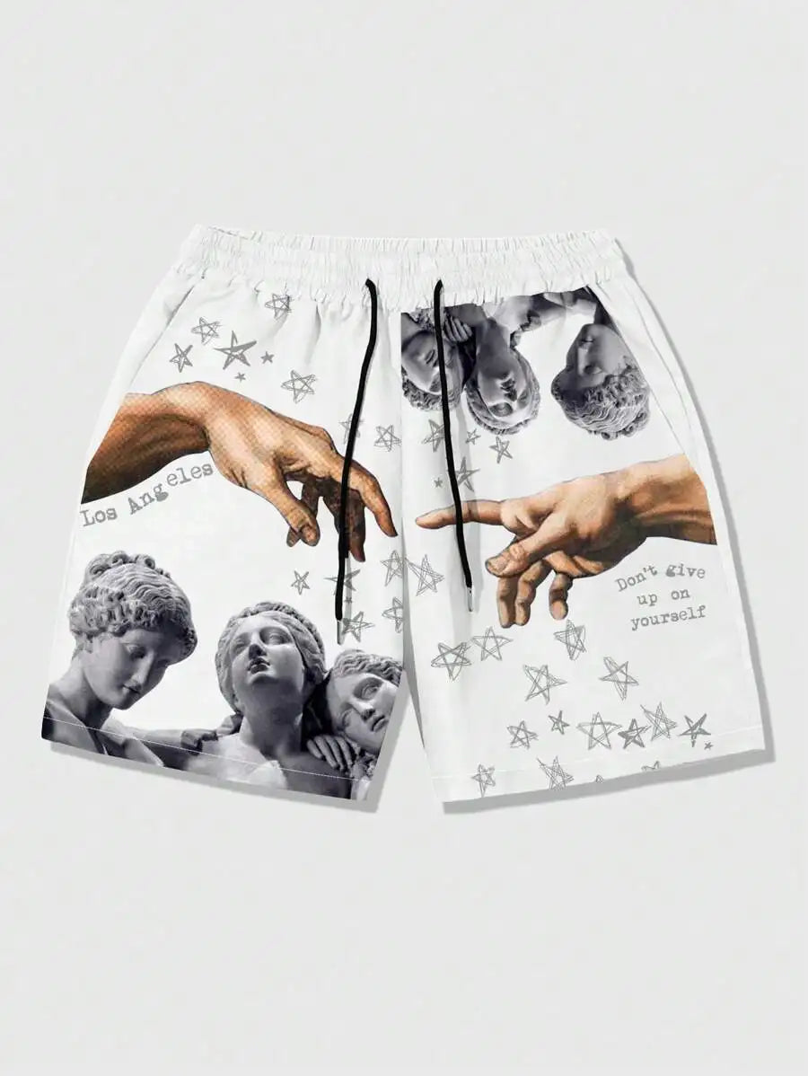 New Men's Summer Shorts Loose Luxury Shorts 3D Printing Casual Sculpture Print Harajuku Shorts Sports Quick Drying Shorts