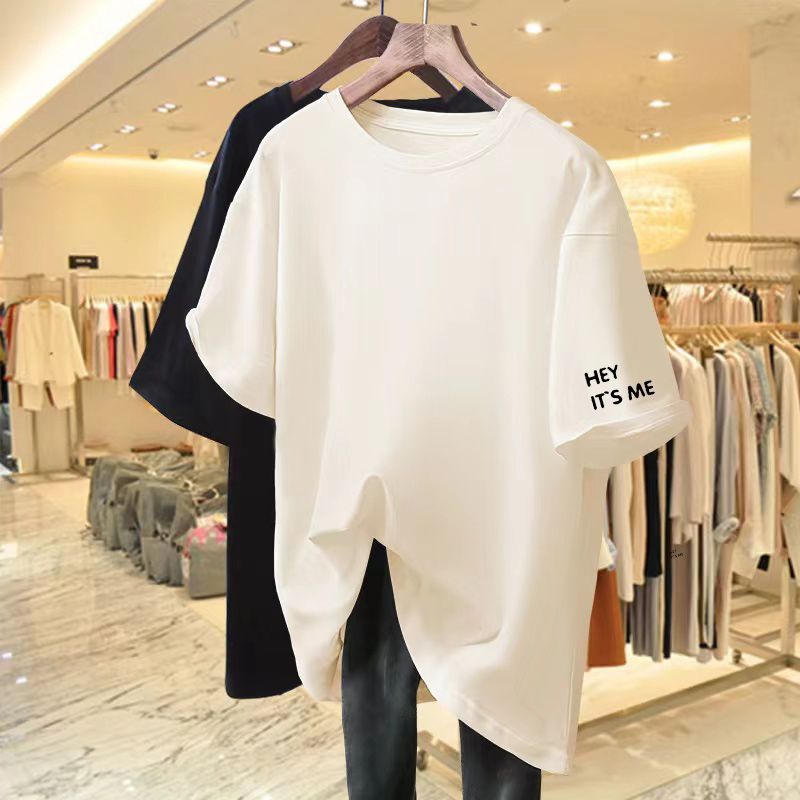 Women Clothing Basic T-shirt Summer 100 Cotton Casual Solid Korean Fashion Tops Simple All-match Loose Tees