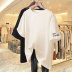 Women Clothing Basic T-shirt Summer 100 Cotton Casual Solid Korean Fashion Tops Simple All-match Loose Tees