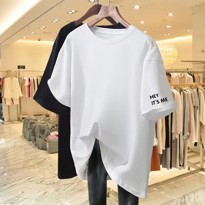 Women Clothing Basic T-shirt Summer 100 Cotton Casual Solid Korean Fashion Tops Simple All-match Loose Tees
