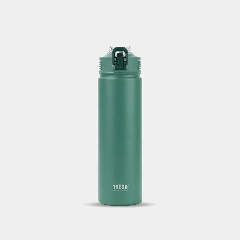 Tyeso 600ML/750ML Stainless Steel Thermos Bottles Car Insulated Cups with Straw Keeps Cold and Heat Portable Sport Thermal Mugs