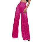 Women's Fashion Solid Color High Waist Sequin Side Zipper Draped Wide Leg Pants Pants for Women Women's Pants Women's Pants 2024