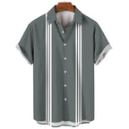 Fashion Men Striped Button Shirt Summer Oversized Short Sleeve Business Casual Streetwear Male