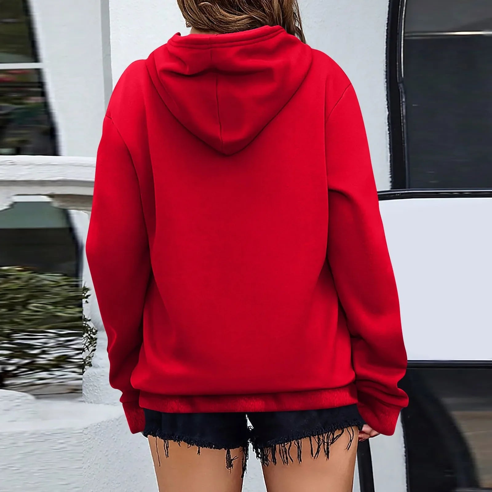 y2k Solid Minimalist Women's Hoodie, Long Sleeve With Pocket Casual Daily Wear 2024 Women Hoodies Autumn Sudadera de mujer
