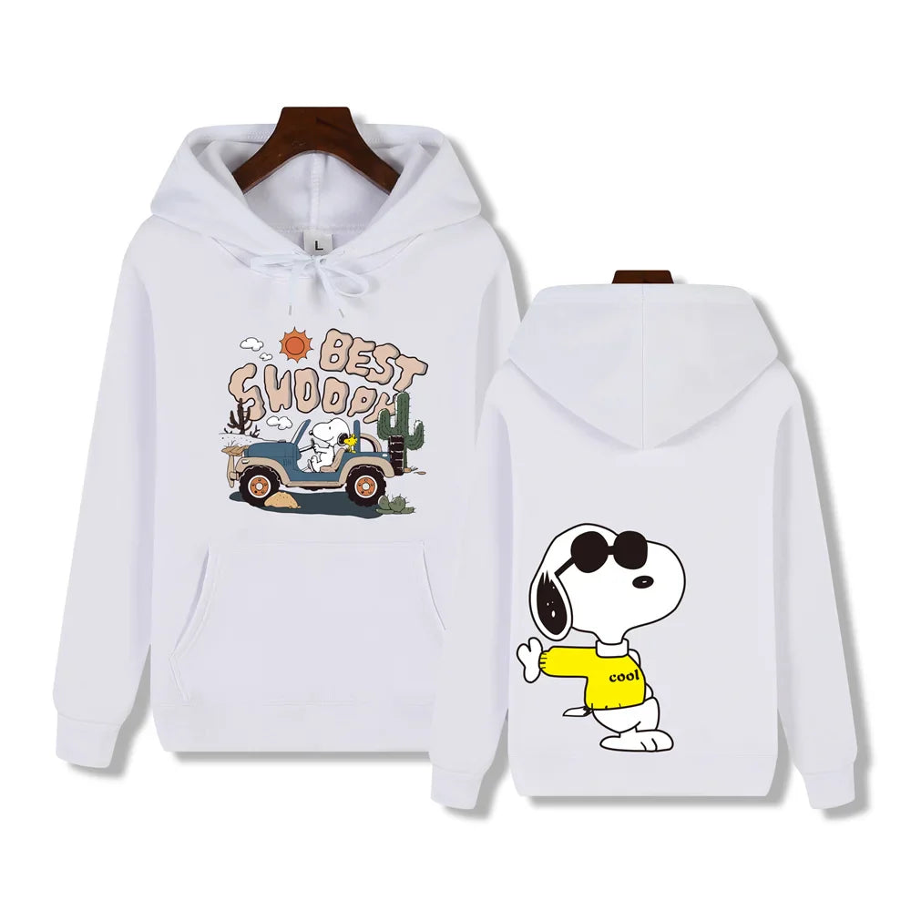 Men's casual fashion brand high-end quality Snoopy print Autumn Winter thick warm street fashion hoodie