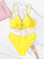 Summer Women's Leopard Patchwork Swimsuit Sexy Back Cross Lace-Up Swimwear High Waist Bikini Set Push Up Bathing Suit Beachwear