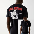 True Religion T-shirt Graphics T-shirt Men Cotton Graphic Crew Neck T-shirt Printed Short Sleeve Comfortable Breathable Top