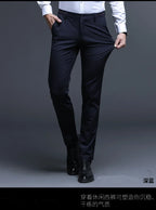 Top Grade Flat Waist Milk Shreds Business New Brand Casual Office Fashion Long Straight Pants Men Trousers Mens Clothes 2025