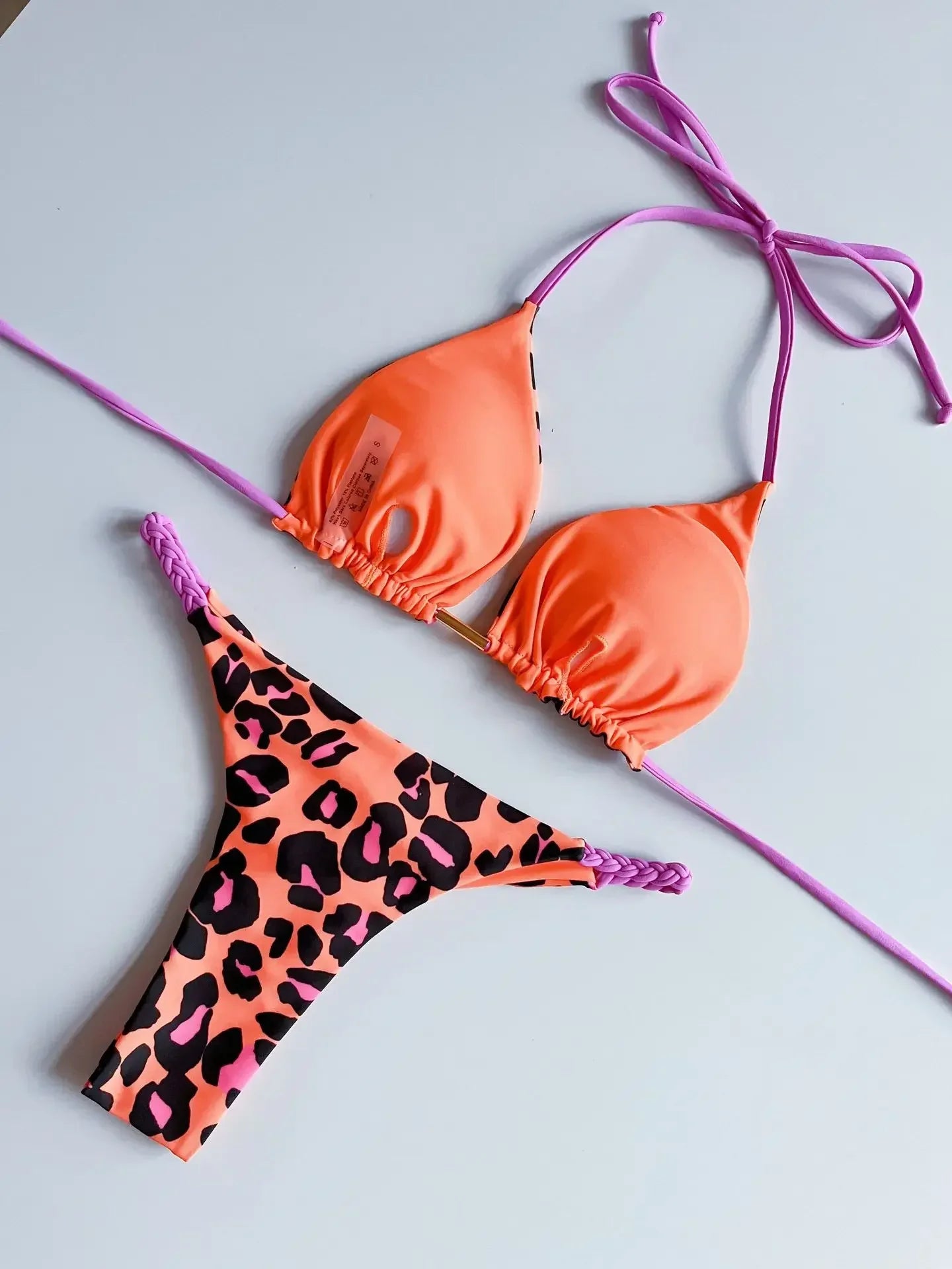 Swimwear Women Leopard Printed Sexy Bikini Set Striped Beachwear Summer Swimsuit Two-pieces Thong Bathing Suit Biquinis