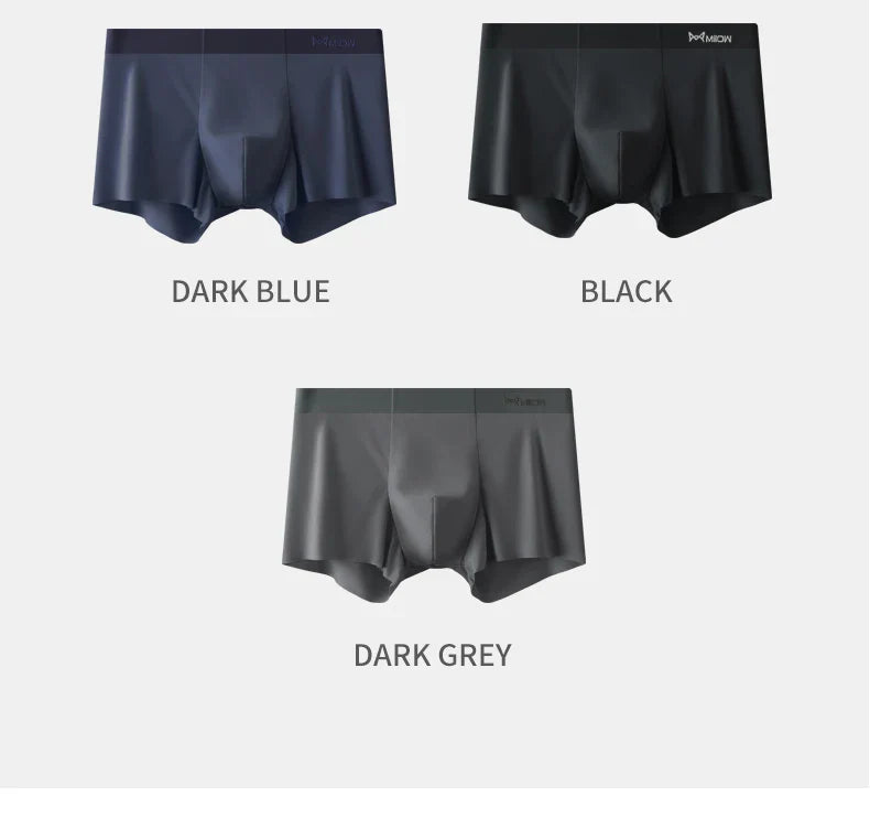 MIIOW 3Pcs Ice Silk Man Underwear Boxer Metal Fiber Antistatic Men Underpants Seamless Cut Hem Men's Panties Boxers Shorts Trunk