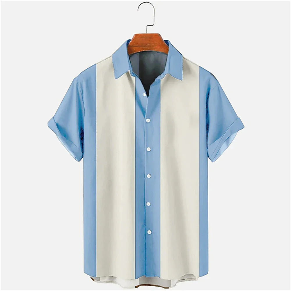 Summer New Casual Solid Color Panel Lapel Beach High Quality Top Men's Short Sleeve Shirt Fashioncomfortable Soft Fabric