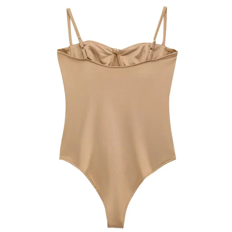 TRAF Woman 2025 Bodysuits Corset Off Shoulder Bodysuits Sexy Lingerie Summer Sleeveless Smooth Slimming Body Backless One Piece