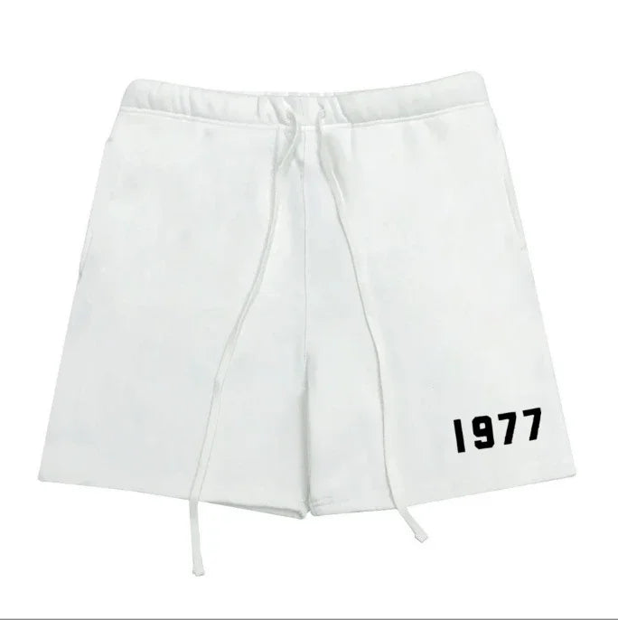 Men's 1977 Summer Streetwear Basketball Casual Cotton Shorts Gym Fitness Sports Running Workout Jogger Short Pants Sweatpants
