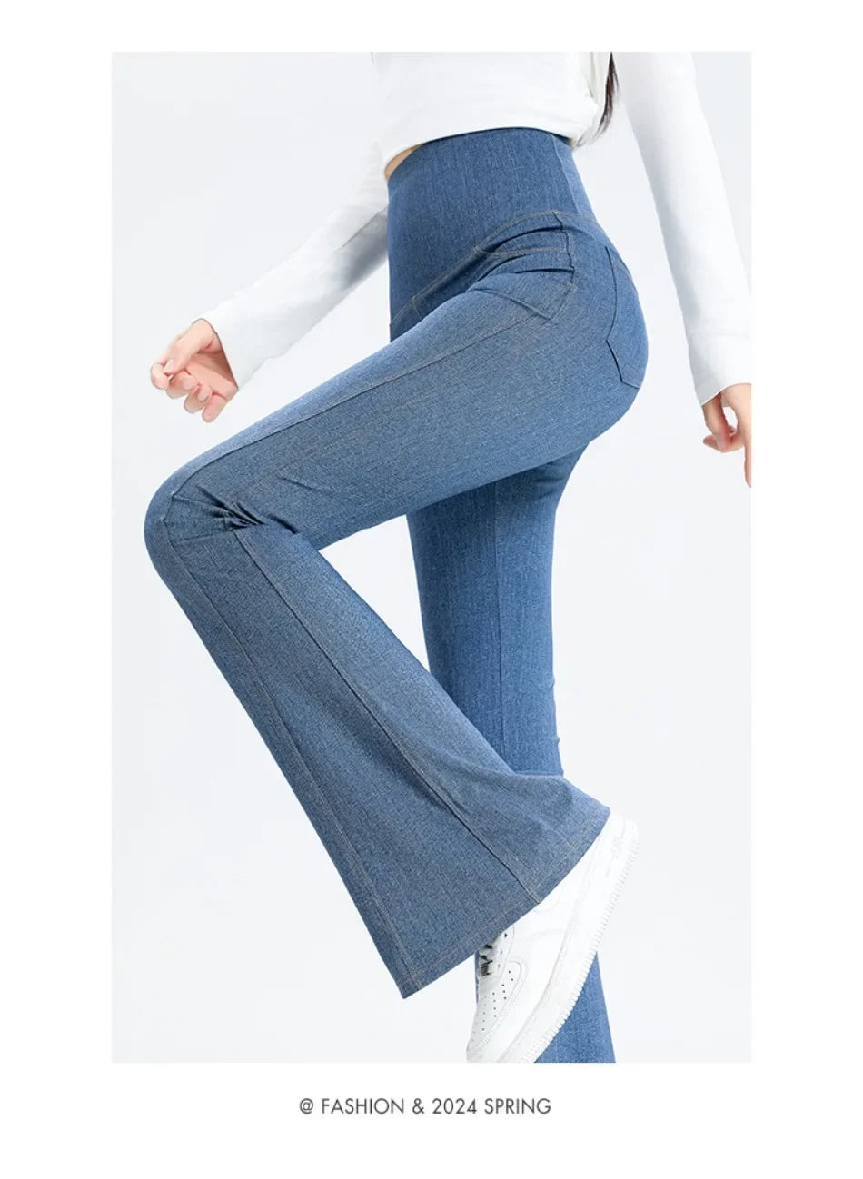 Denim Barbie Pants Women Clothing Wear Slightly High Waist Slim Hip Lift 2024 Spring and Autumn New Solid Sports Women Pants