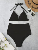 Triangle Bikinis 2025 Women Push Up Swimsuit Solid Sexy High Waist Swimwear Female Swimming Bathing Suit Summer Beachwear