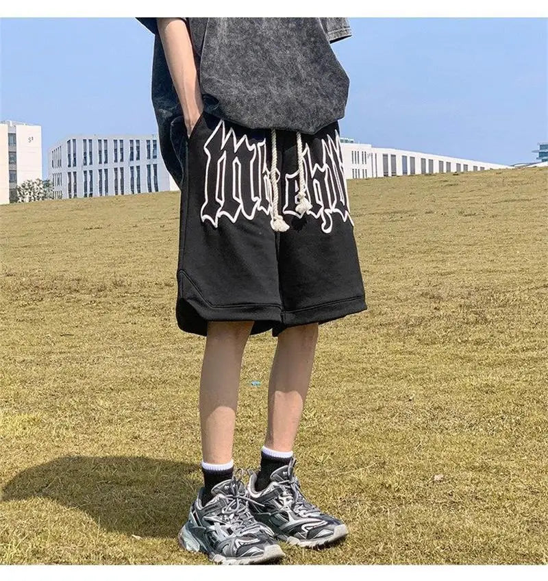 Y2k Shorts For Men 2025 Summer Letter Foam Print Loose Sweatpants Gym Oversized Basketball Shorts Pants Hip Hop Streetwear 8XL