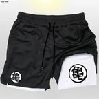 Goku Anime Running Shorts Men Fitness Gym Training 2 in 1 Sports Shorts Quick Dry Workout Jogging Double Deck Shorts