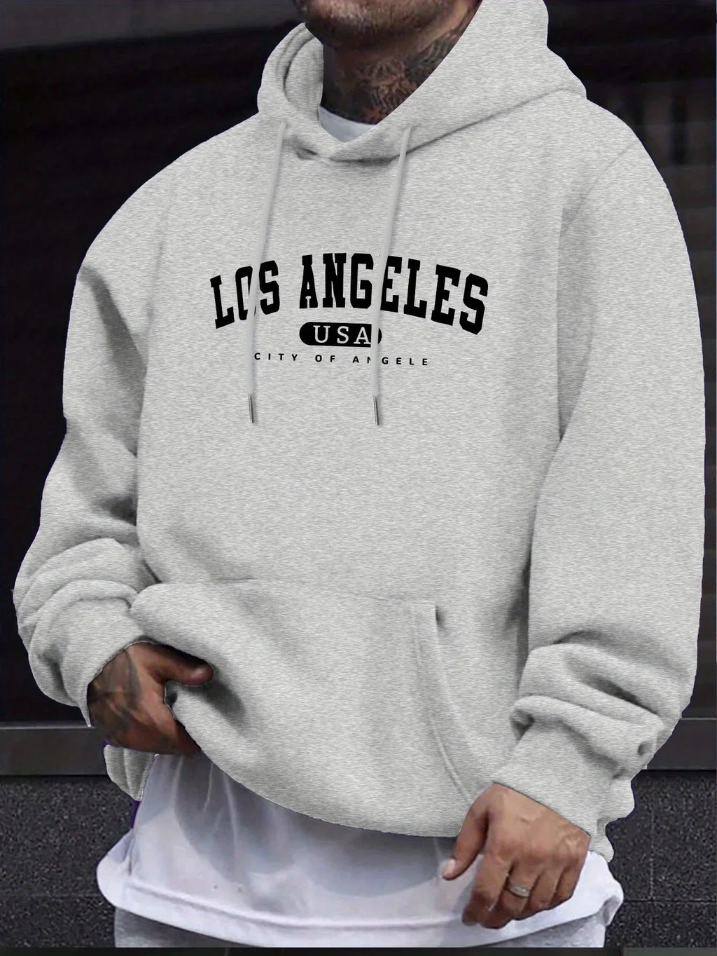 Los Angeles Usa Print Men_s Long Sleeve Drawstring Print Hoodies Tshirt COTTON For Men Casual Autumn Winter