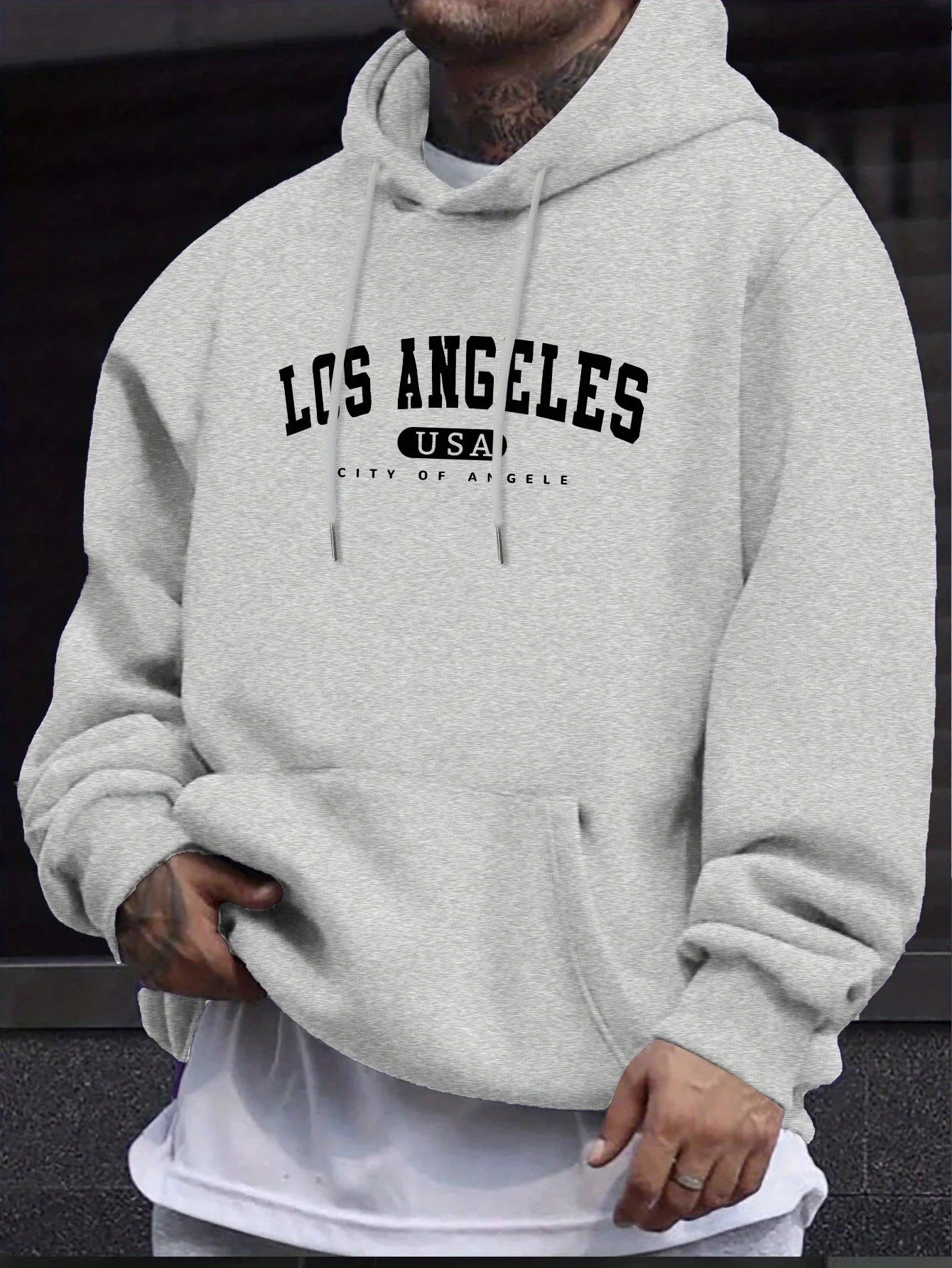 Los Angeles Usa Print Men_s Long Sleeve Drawstring Print Hoodies Tshirt COTTON For Men Casual Autumn Winter
