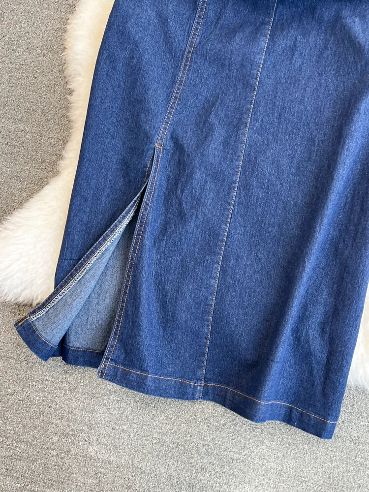 XFPV Women's Sweet Short Denim Dress For Women  Belt Slim Short Sleeved Vestidos Korean Fashion Spring Summer 2025 SM11153