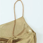 TRAF Slip Dress Backless Short Dresses for Women 2023 Sexy Gold Silver Dress Party Mini Prom Gala Dresses Woman