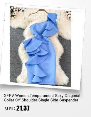 XFPV 2025 Summer Fashion Short Sleeve Round Neck High Waistband Slim A-line Denim Printed Patchwork Dress For Women SM11498