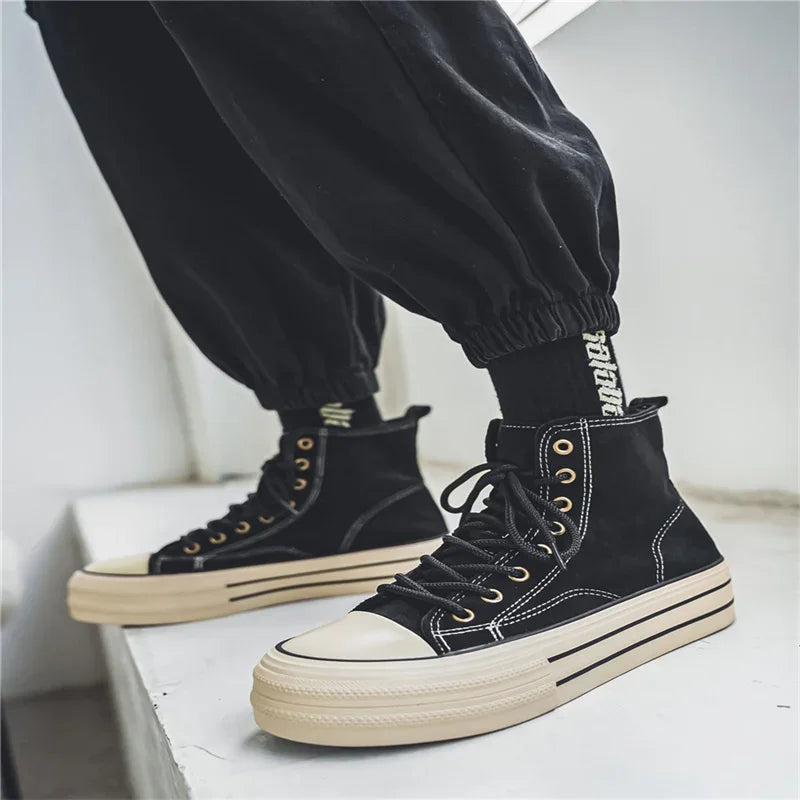 Classic Fashion Skateboarding Shoes for Men Women Comfy Suede Leather High Top Sneakers Men Height-increasing Platform Sneakers