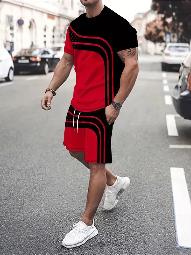 New men's outdoor running shorts for summer 2025, street fashion, casual, loose and comfortable T-shirt with soft and comfortabl