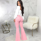 Women Jeans Flare Pants Sexy Denim Long Pant Hip Wrap Casual Solid Elegant Splice Regular Slim Fit High Waist Trousers Summer