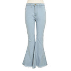 Women Jeans Flare Pants Sexy Denim Long Pant Hip Wrap Casual Solid Elegant Splice Regular Slim Fit High Waist Trousers Summer