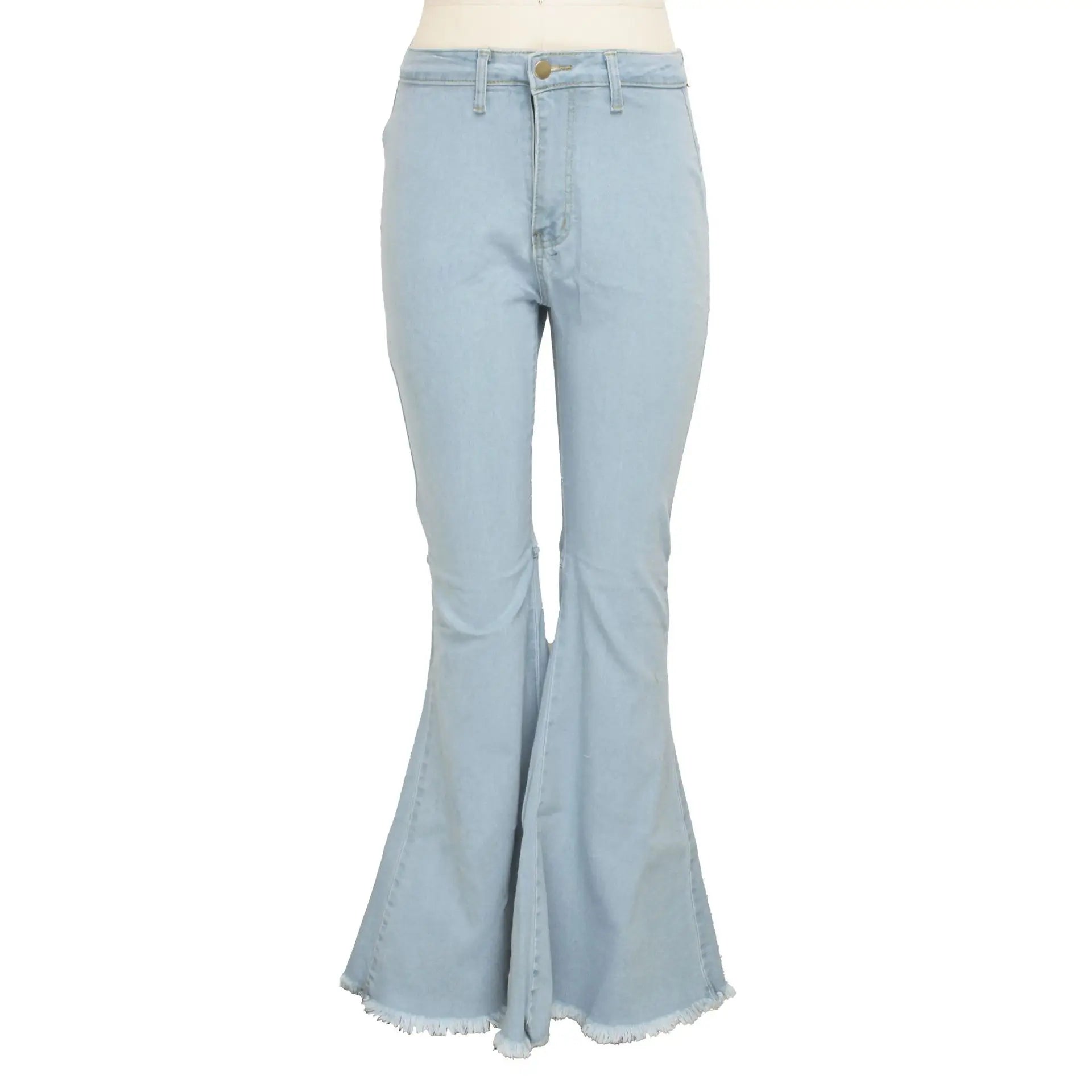Women Jeans Flare Pants Sexy Denim Long Pant Hip Wrap Casual Solid Elegant Splice Regular Slim Fit High Waist Trousers Summer