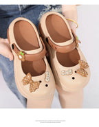 Women Mary Jane Sandals Platform Cute Bow Knot Girl Clogs Arch Support Garden Shoes Slip-on Outdoor Beach Shoes Height Increase