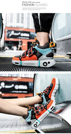 Wudao student couple sports board shoes Women's new non-slip thick soled sports shoes men ventilated Velcro casual shoes