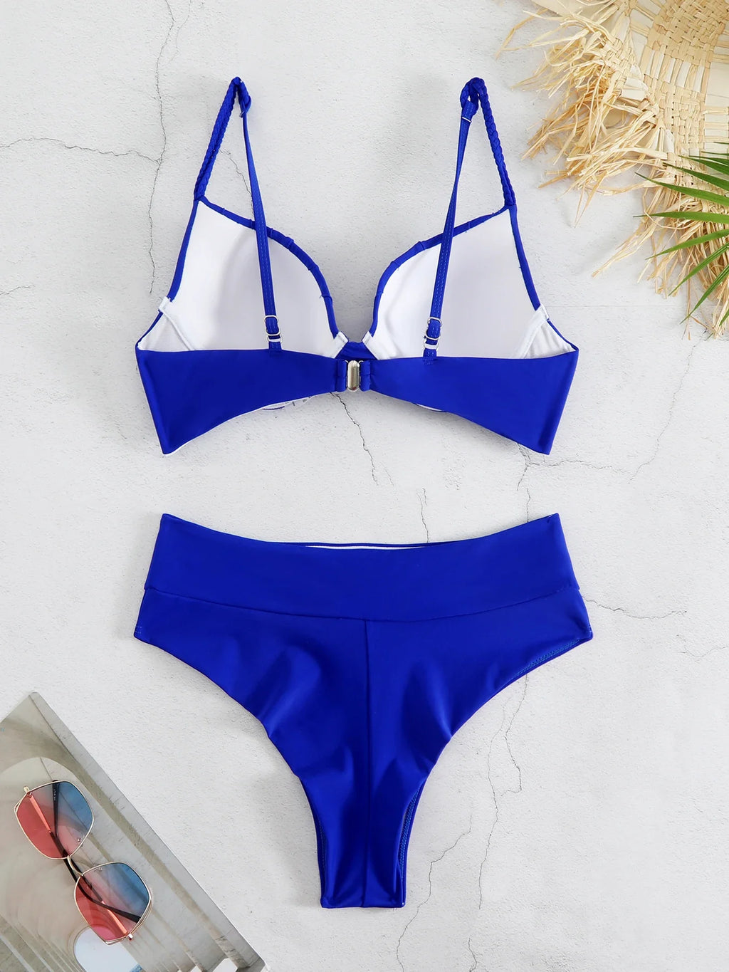 Cheap Push Up Bikinis Women Swimsuits  Solid Padded Women Swimwear Vintage Female Swimsuit High Waist Biquini Bathing Suit