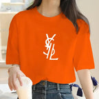 Men's and Women's Cotton T-Shirts Summer Letter Printed T-Shirts Basic Round Neck T-shirt Fashion Casual Short Sleeved Top Tees