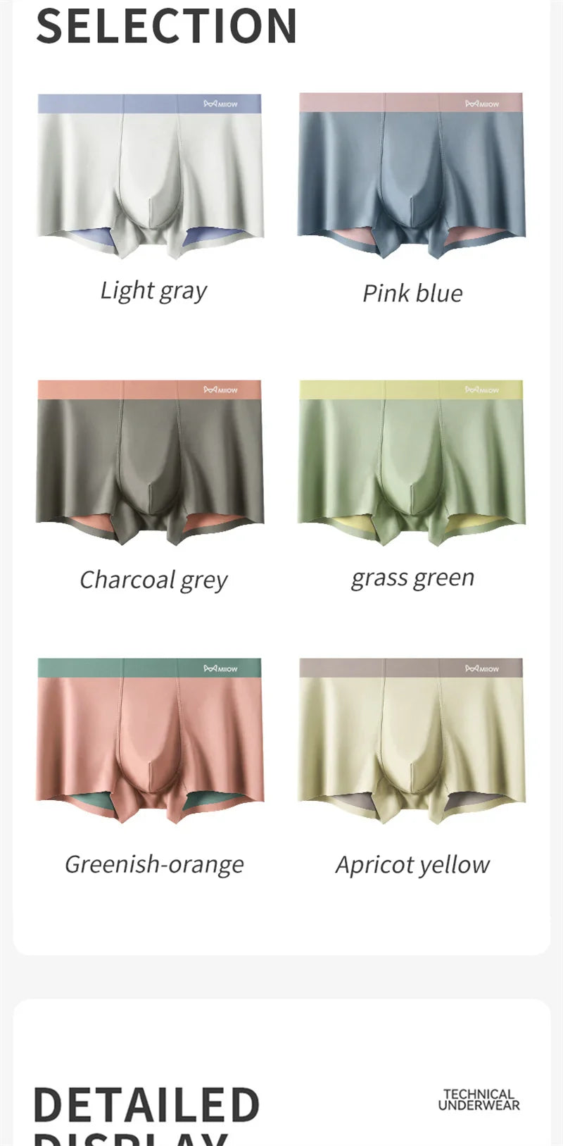 MiiOW Dry Breathable Summer Men's Panties Set Seamless Sexy Men Underwear Boxers Cotton Crotch Man Underpants Male Boxer Briefs