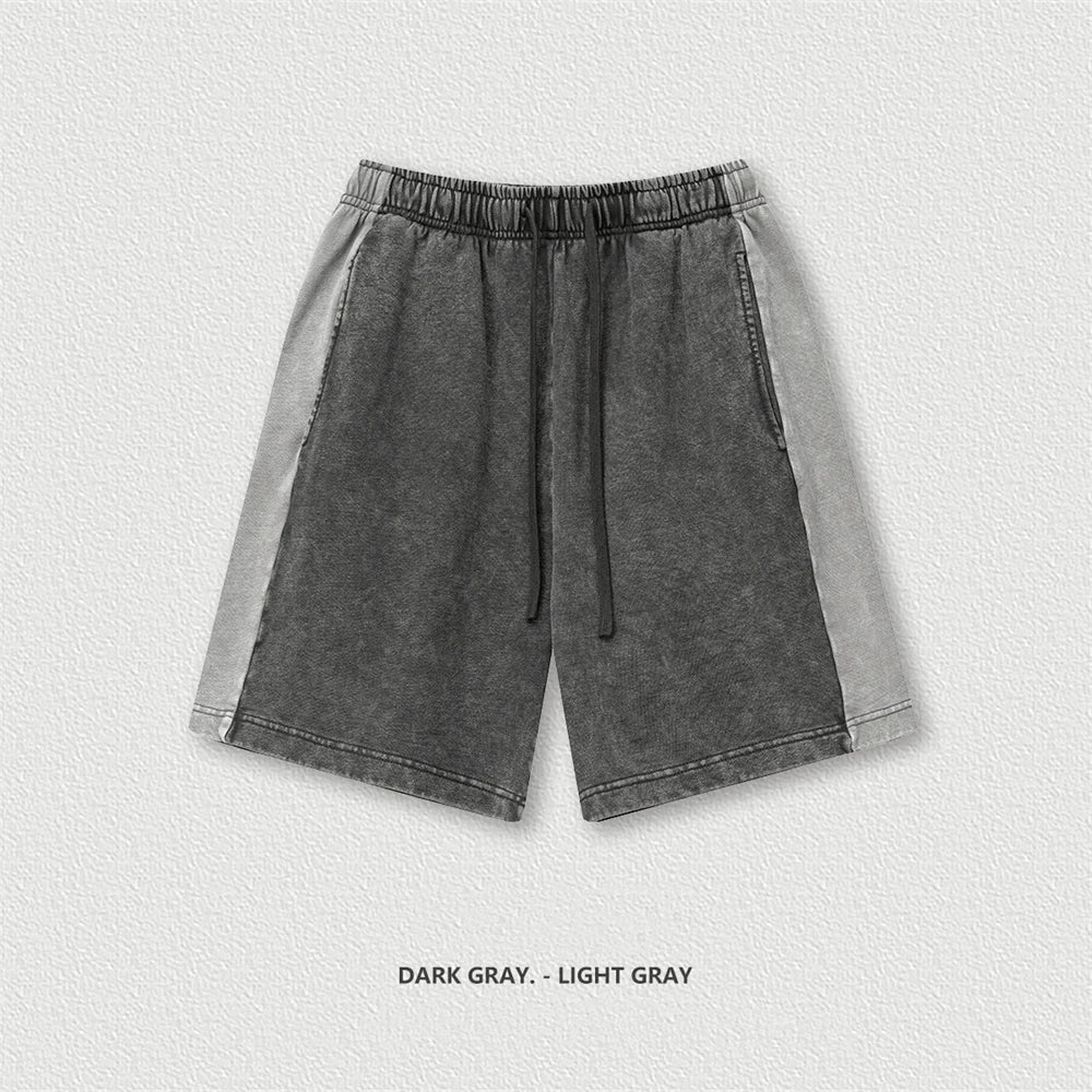 ZODF Vintage Men Washed 370gsm Cotton Shorts Unisex High Street Patchwork Distressed Shorts Brand Clothes HY1026