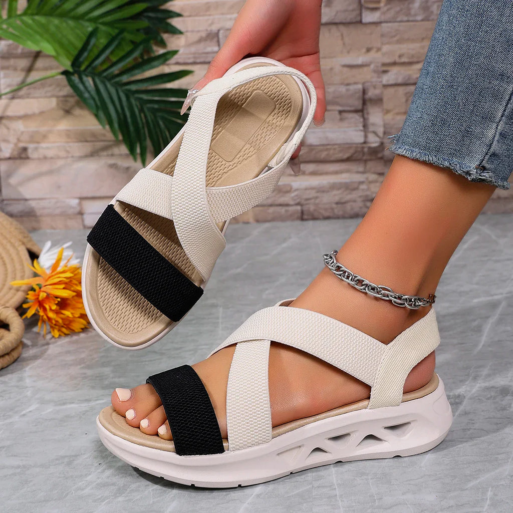 Summer New 2025 Wedge Women's Sandals Platform Outdoor Beach Shoes for Women Elastic Band Design Women Sandals Size 36-43