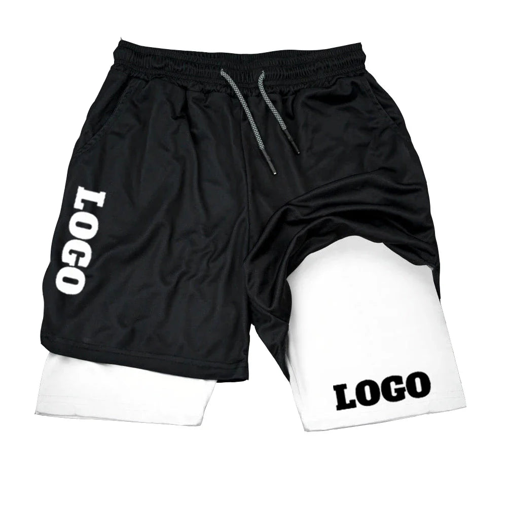 Custom Shorts Men Gym Sports Shorts 2 In 1 Quick Dry Workout Training Gym Fitness Jogging Short Pants Summer DIY Men Shorts