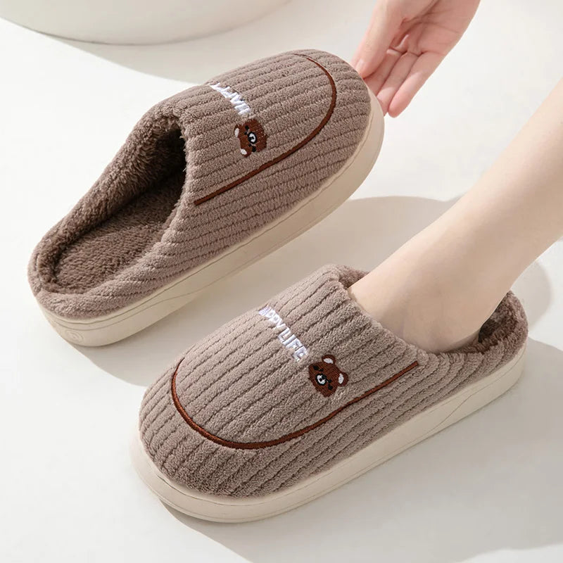 Cotton slippers for women, winter new style, indoor living, warm home, woolen slippers for men, autumn and winter