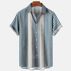 Fashion Men's Striped Casual One Button Shirts Streetwear Short Sleeve Loose Top 3D Digital Printed Blouse Plus Size 5XL