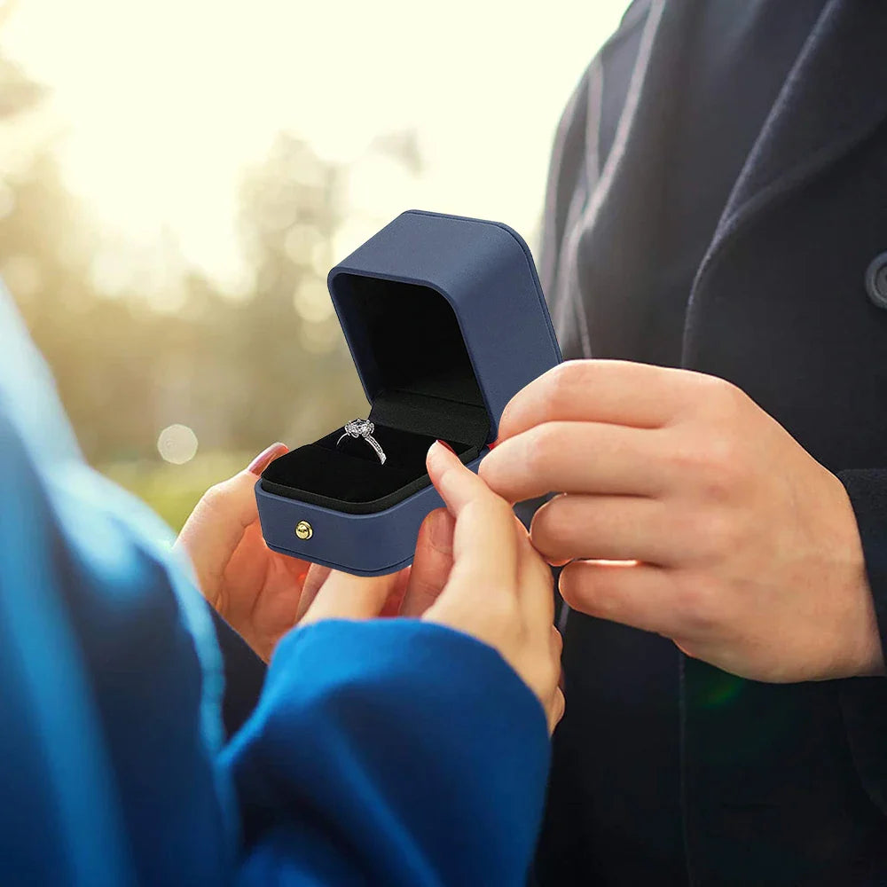 Vintage Double Slots Ring Jewelry Box For Wedding Proposal Engagement Ring Box Gift Organizer Storage PU Leather Packaging Case