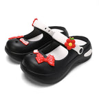 Women Mary Jane Sandals Platform Cute Bow Knot Girl Clogs Arch Support Garden Shoes Slip-on Outdoor Beach Shoes Height Increase